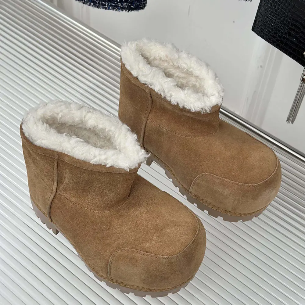 Balenciaga Unisex Alaska Fur Bootie in Brown Split Calfskin and White Synthetic Material - image 5