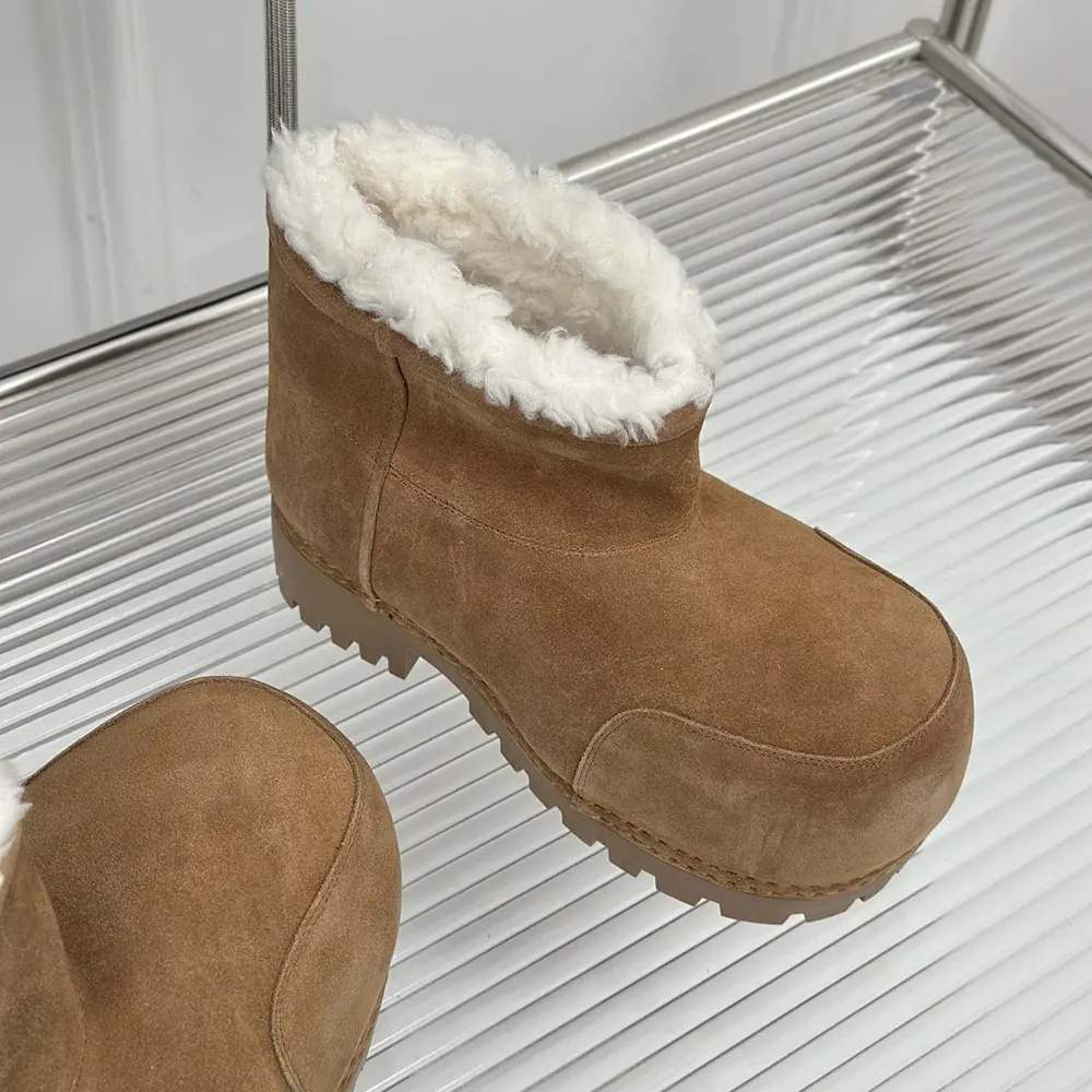 Balenciaga Unisex Alaska Fur Bootie in Brown Split Calfskin and White Synthetic Material - image 8