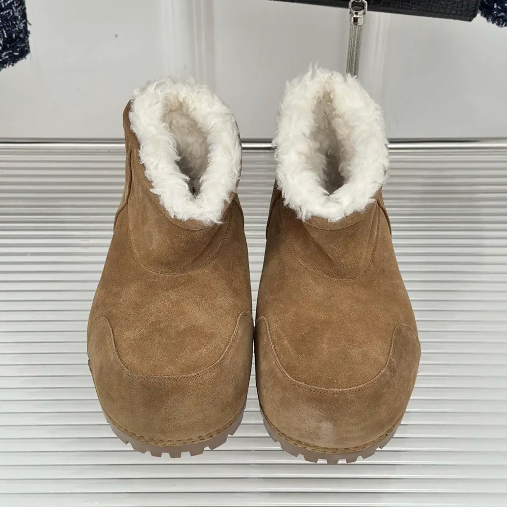 Balenciaga Unisex Alaska Fur Bootie in Brown Split Calfskin and White Synthetic Material - image 4