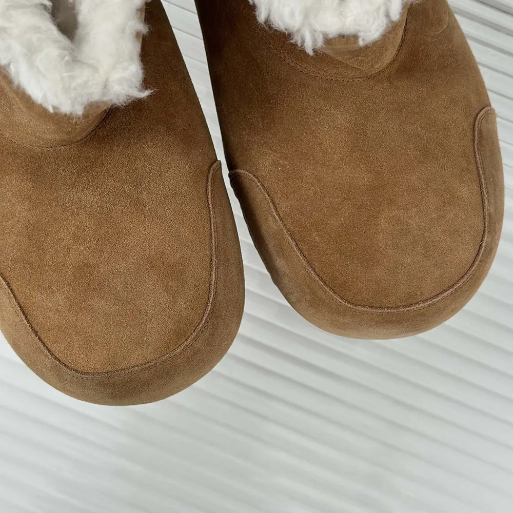 Balenciaga Unisex Alaska Fur Bootie in Brown Split Calfskin and White Synthetic Material - image 9