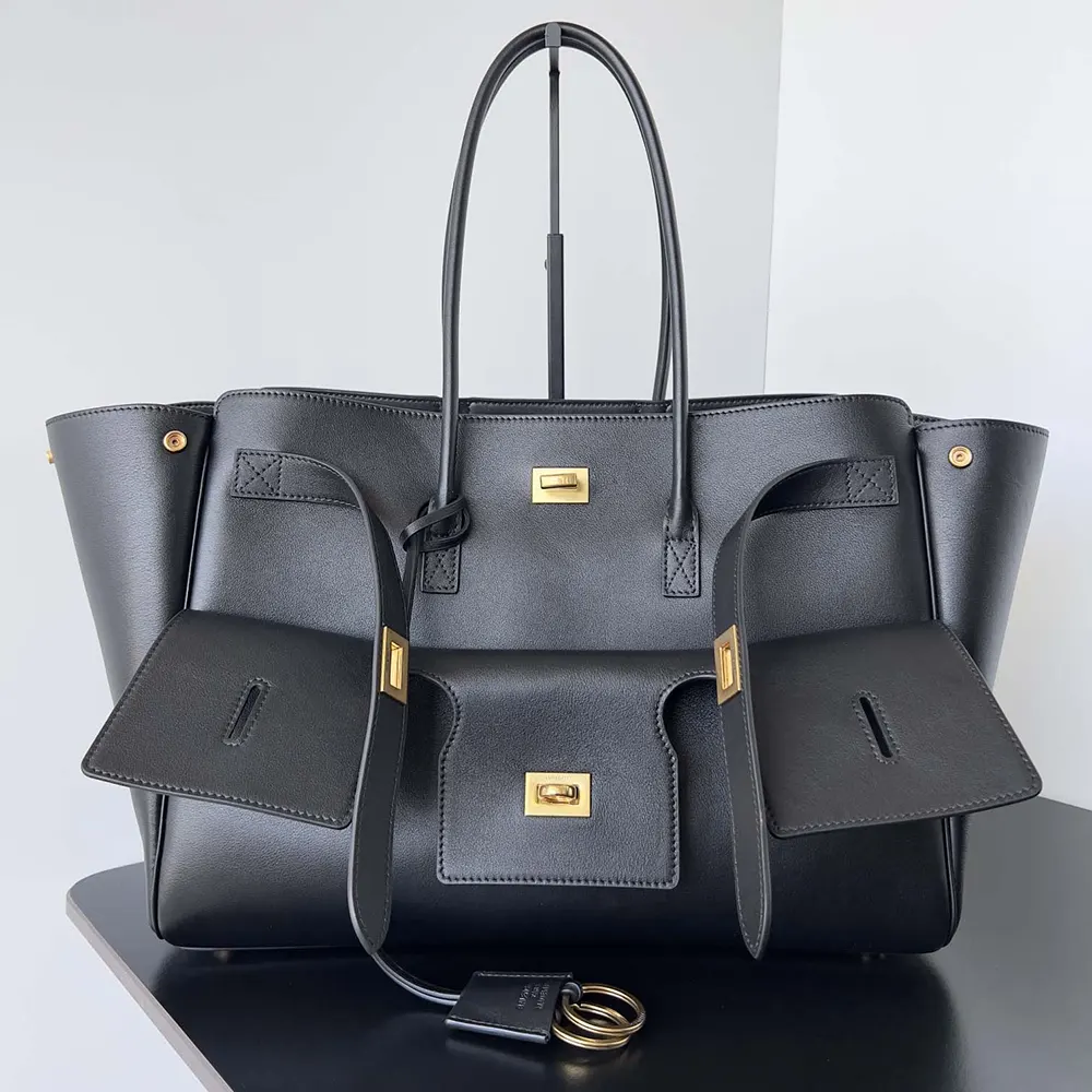 Close-up of silver-tone hardware on Balenciaga Women Bel Air Medium Carry All Bag