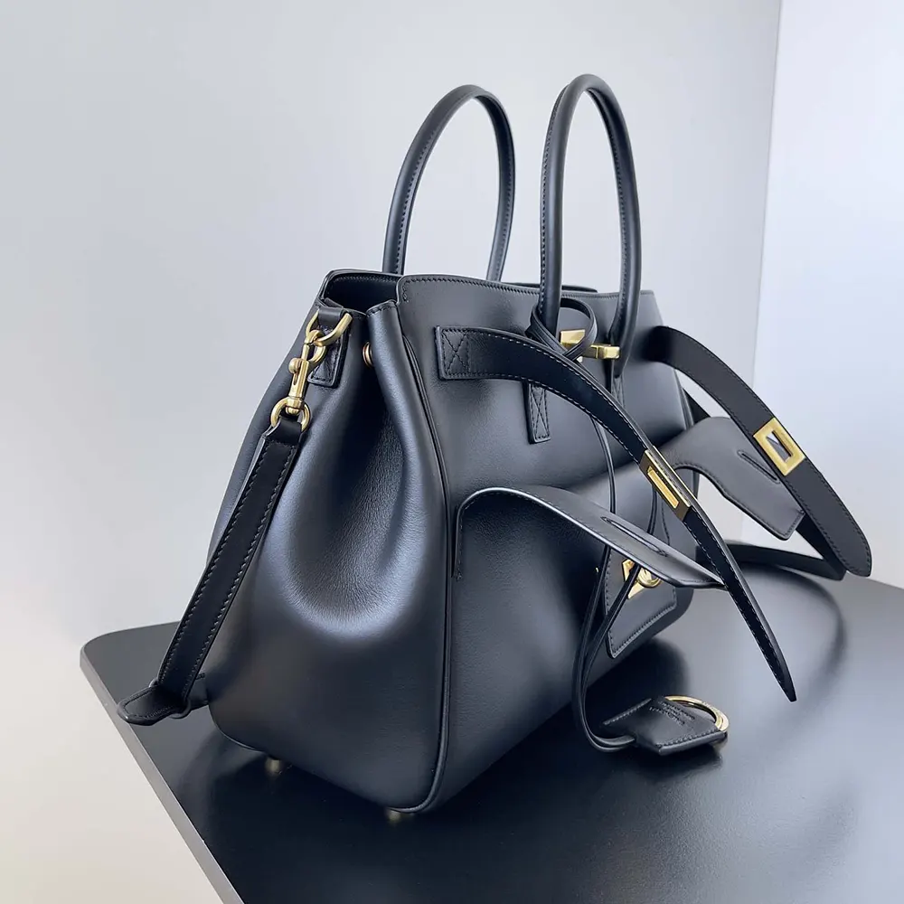 Balenciaga Women Bel Air Small Carry All Bag in Black Smooth Calfskin-Gold - image 4