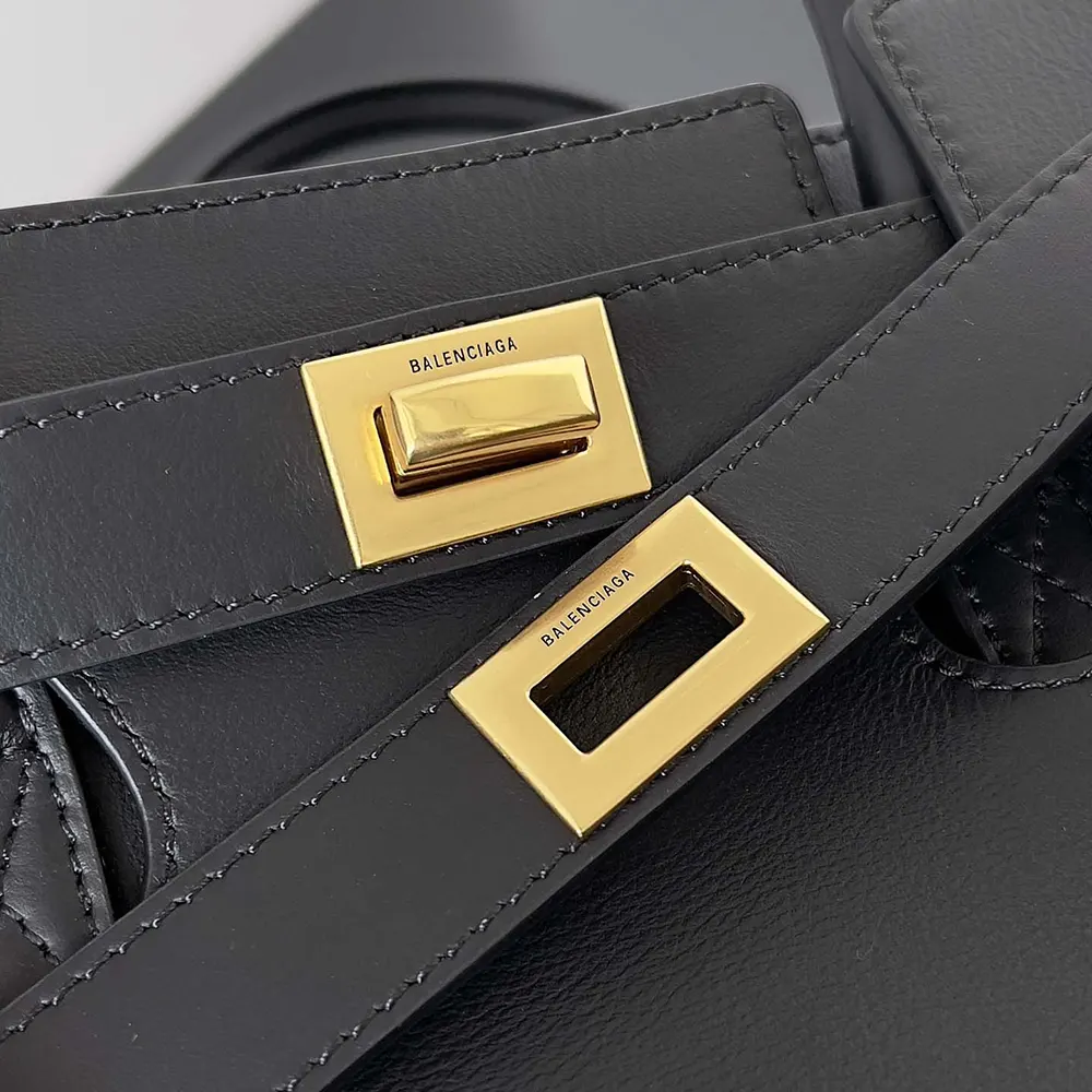 Balenciaga Women Bel Air Small Carry All Bag in Black Smooth Calfskin-Gold - image 6