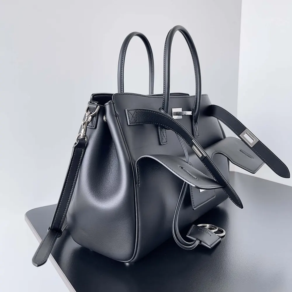 Balenciaga Women Bel Air Small Carry All Bag in Black Smooth Calfskin-Silver - image 4