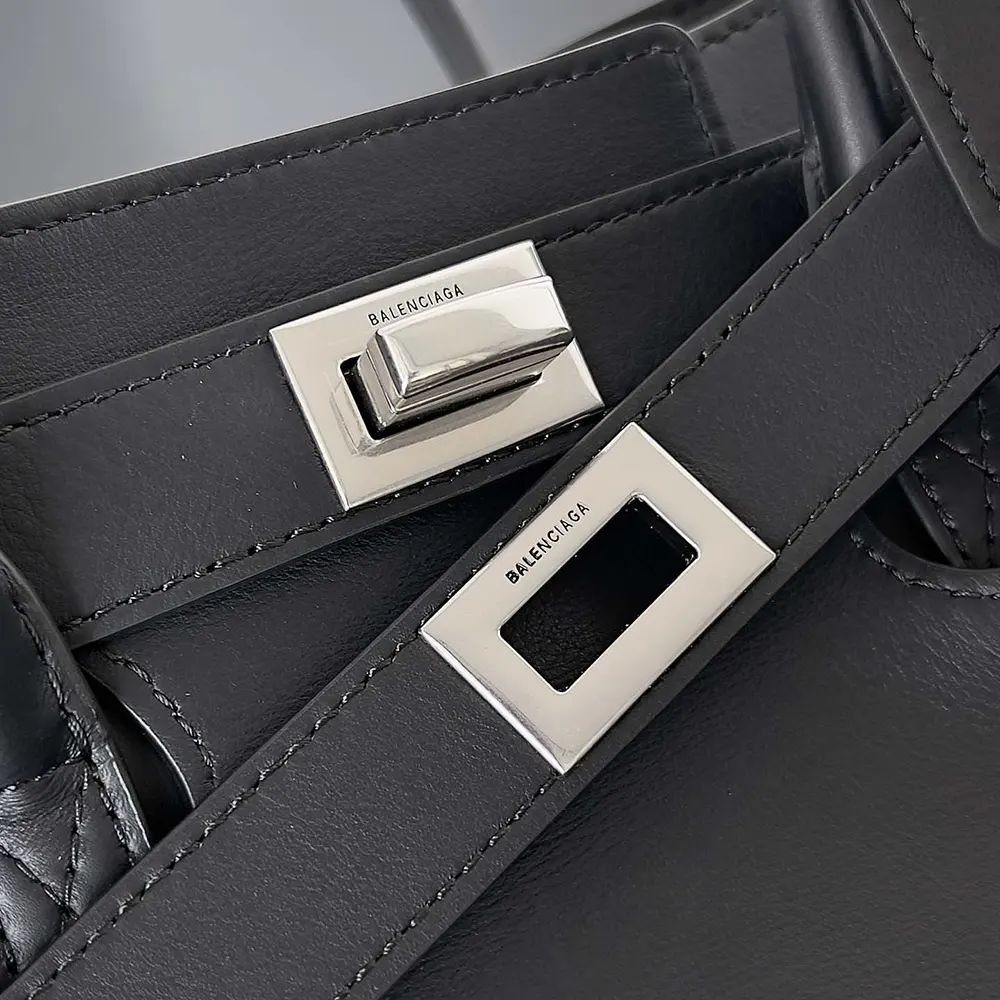 Balenciaga Women Bel Air Small Carry All Bag in Black Smooth Calfskin-Silver - image 7