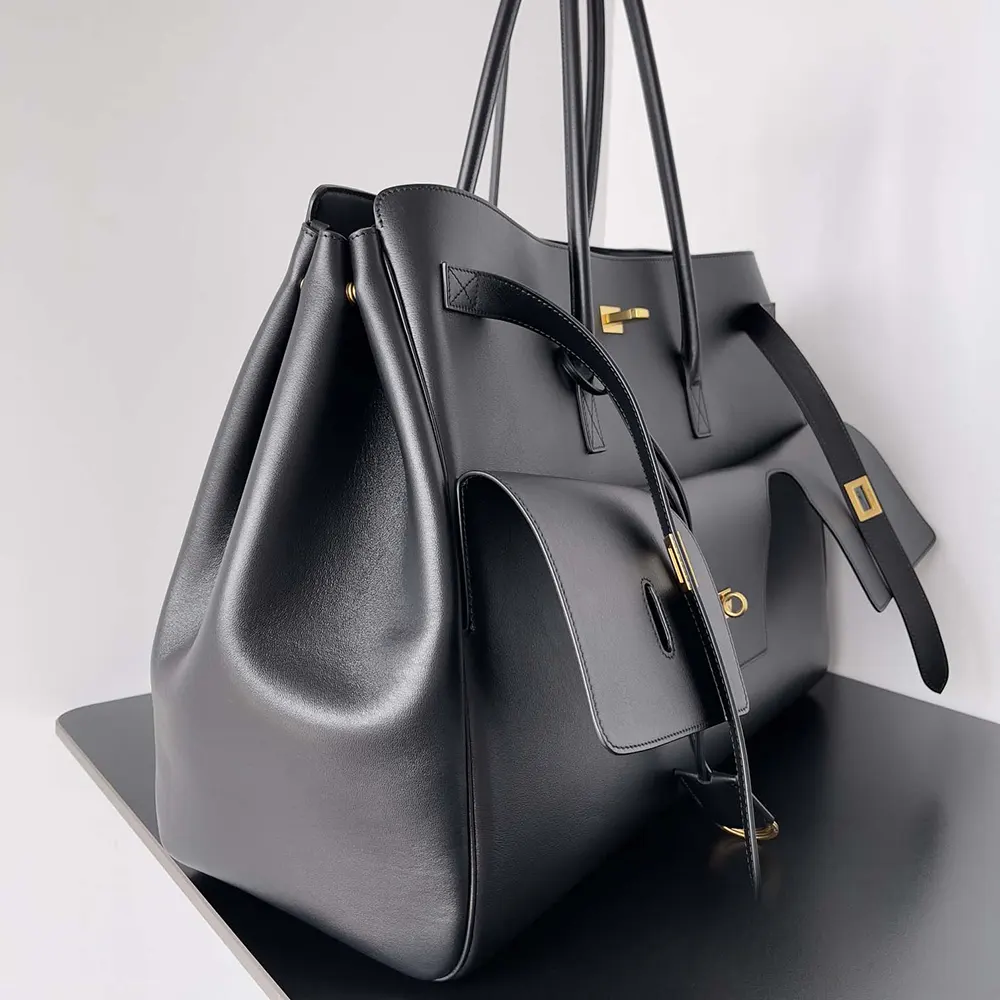 Balenciaga Women Bel Air XL Carry All Bag in Black Smooth Calfskin-Gold - image 4