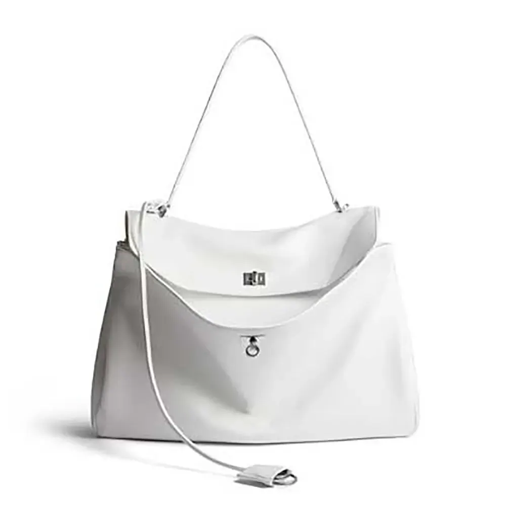 Front view of Balenciaga Women Rodeo Large Handbag in white calfskin