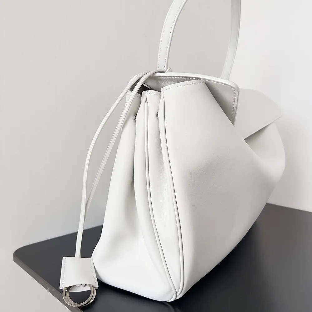 Balenciaga Women Rodeo Large Handbag in White Smooth Calfskin-Silver - image 4