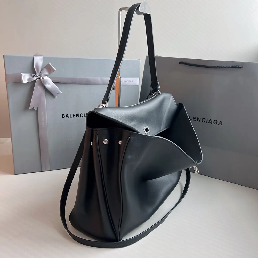 Balenciaga Women Rodeo Medium Handbag in Black Smooth Calfskin-Silver - image 6