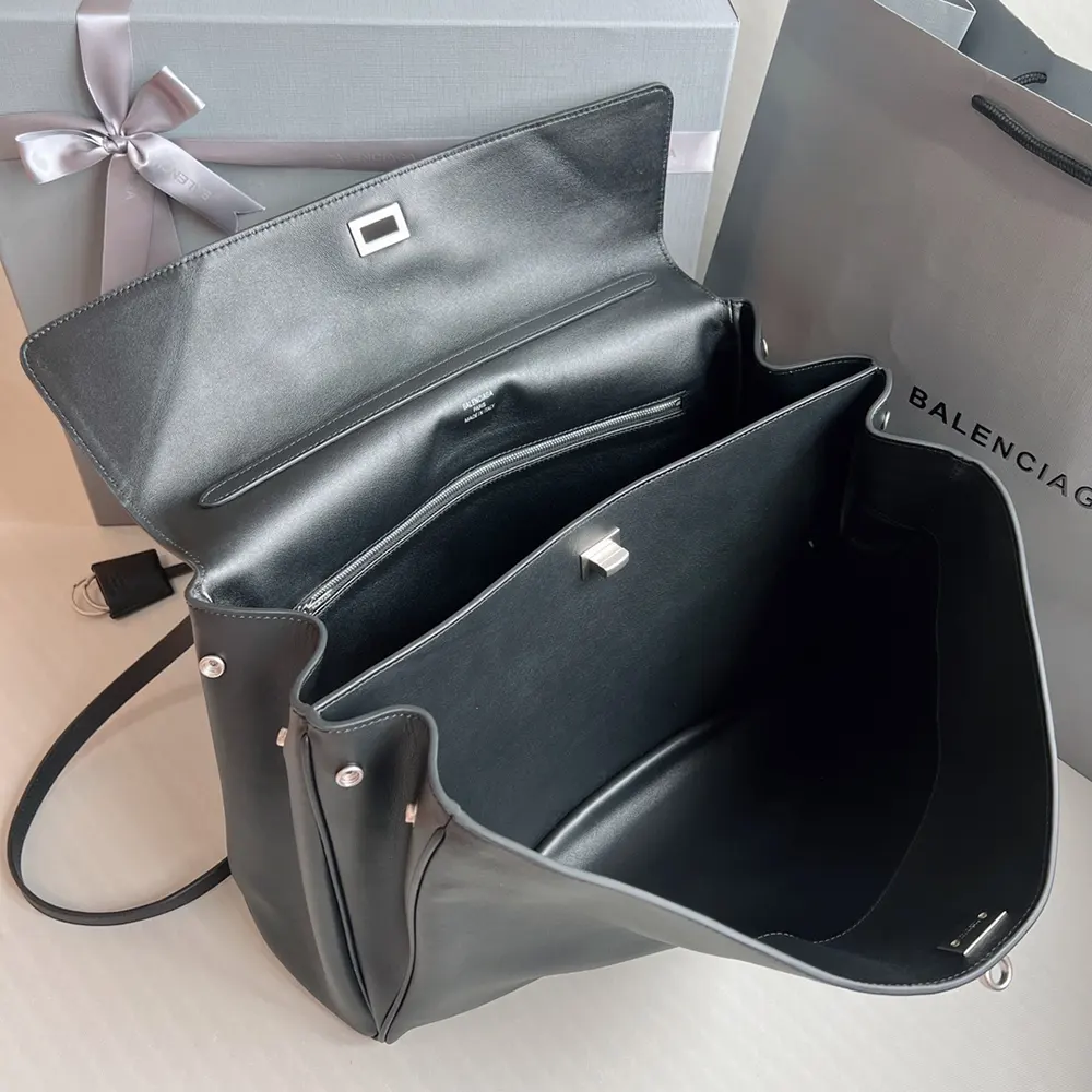 Balenciaga Women Rodeo Medium Handbag in Black Smooth Calfskin-Silver - image 8
