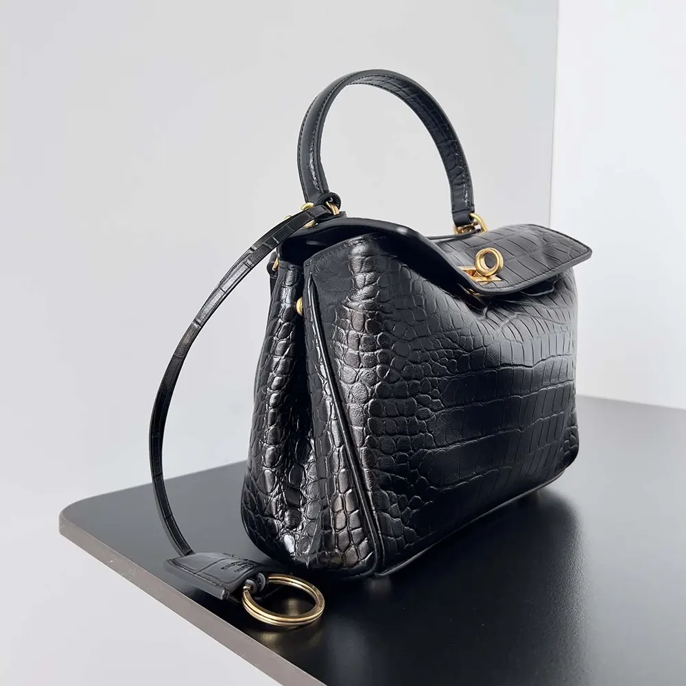 Balenciaga Women Rodeo Mini Handbag Supple Crocodile Embossed in Black - image 4