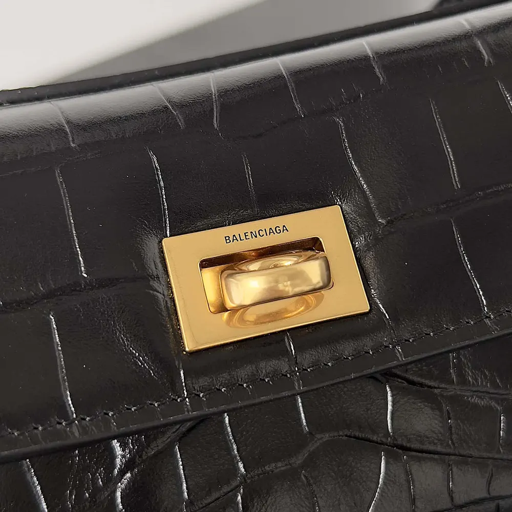 Balenciaga Women Rodeo Mini Handbag Supple Crocodile Embossed in Black - image 9