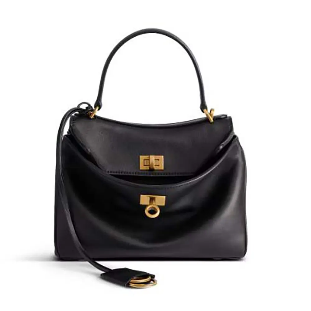 Front view of Balenciaga Women Rodeo Mini Handbag in Black