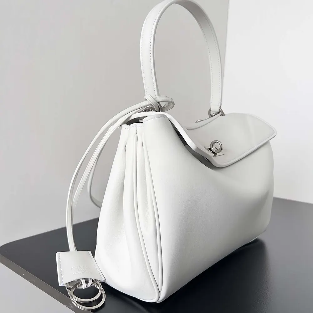 Balenciaga Women Rodeo Small Handbag in White Smooth Calfskin-Silver - image 4