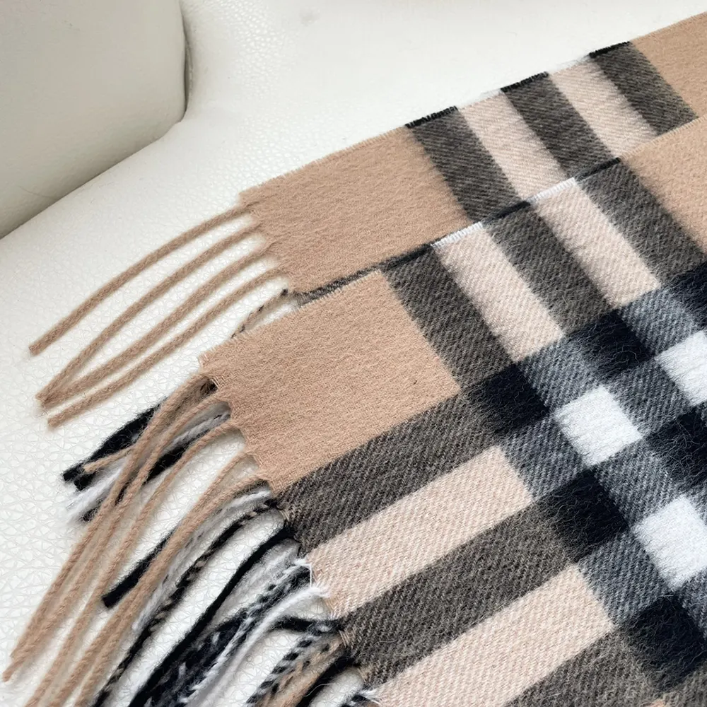 Burberry Unisex Check Cashmere Scarf-Beige - image 7