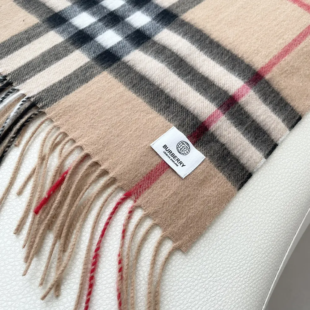 Burberry Unisex Check Cashmere Scarf-Beige - image 6