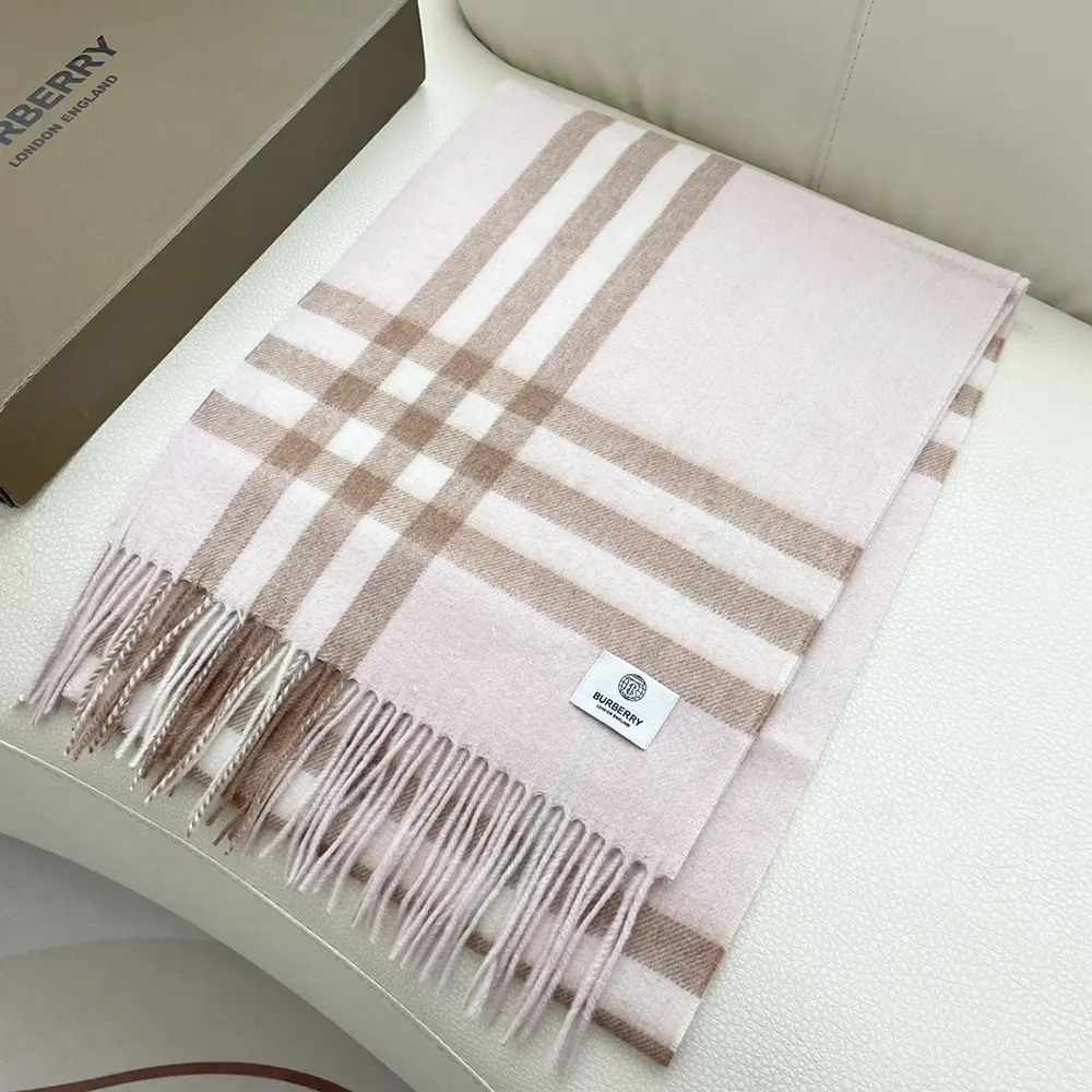 Burberry Unisex Check Cashmere Scarf-Pink - image 5