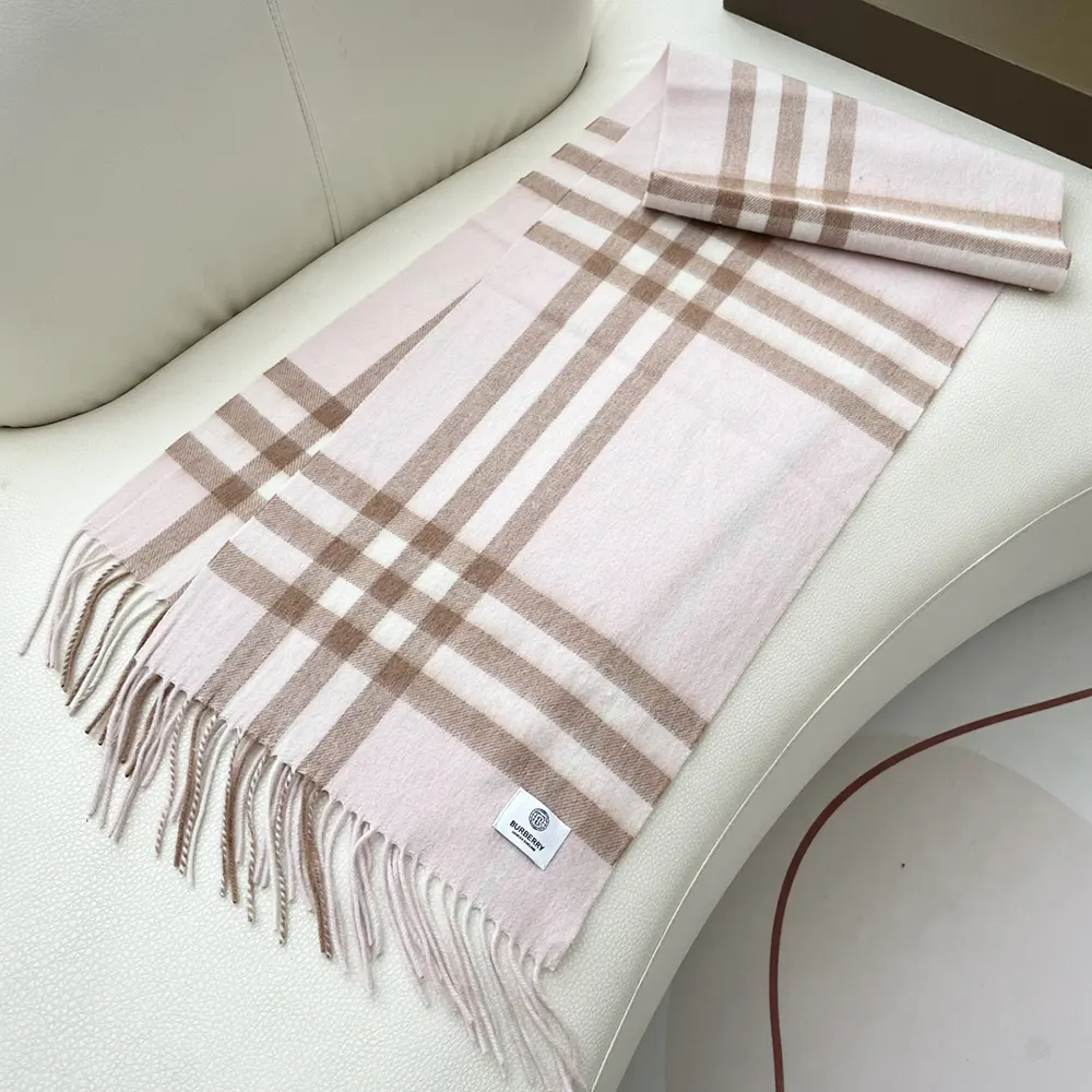 Burberry Unisex Check Cashmere Scarf-Pink - image 4
