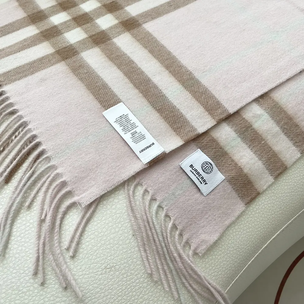 Burberry Unisex Check Cashmere Scarf-Pink - image 8