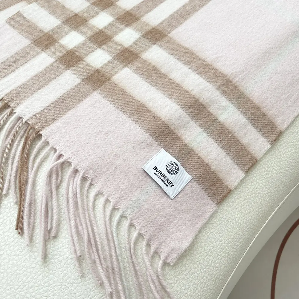 Burberry Unisex Check Cashmere Scarf-Pink - image 7
