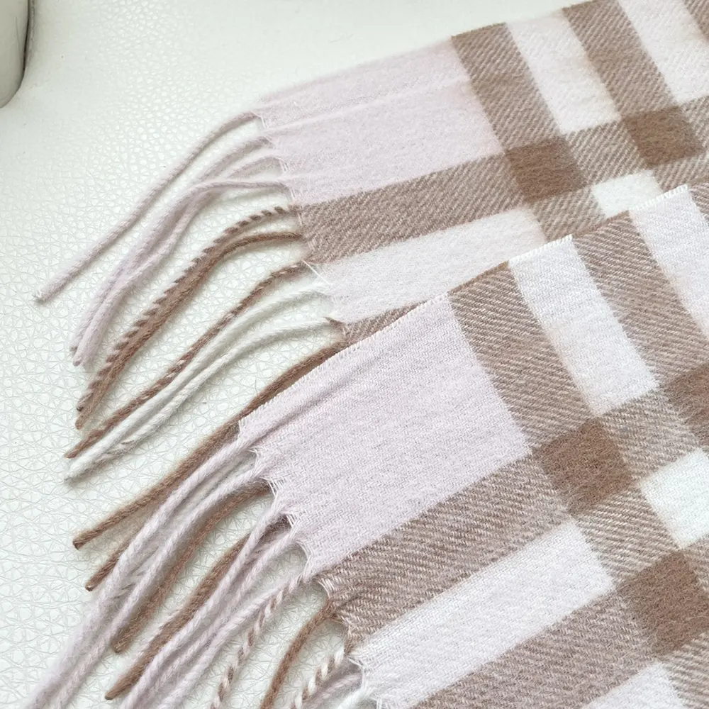 Burberry Unisex Check Cashmere Scarf-Pink - image 6