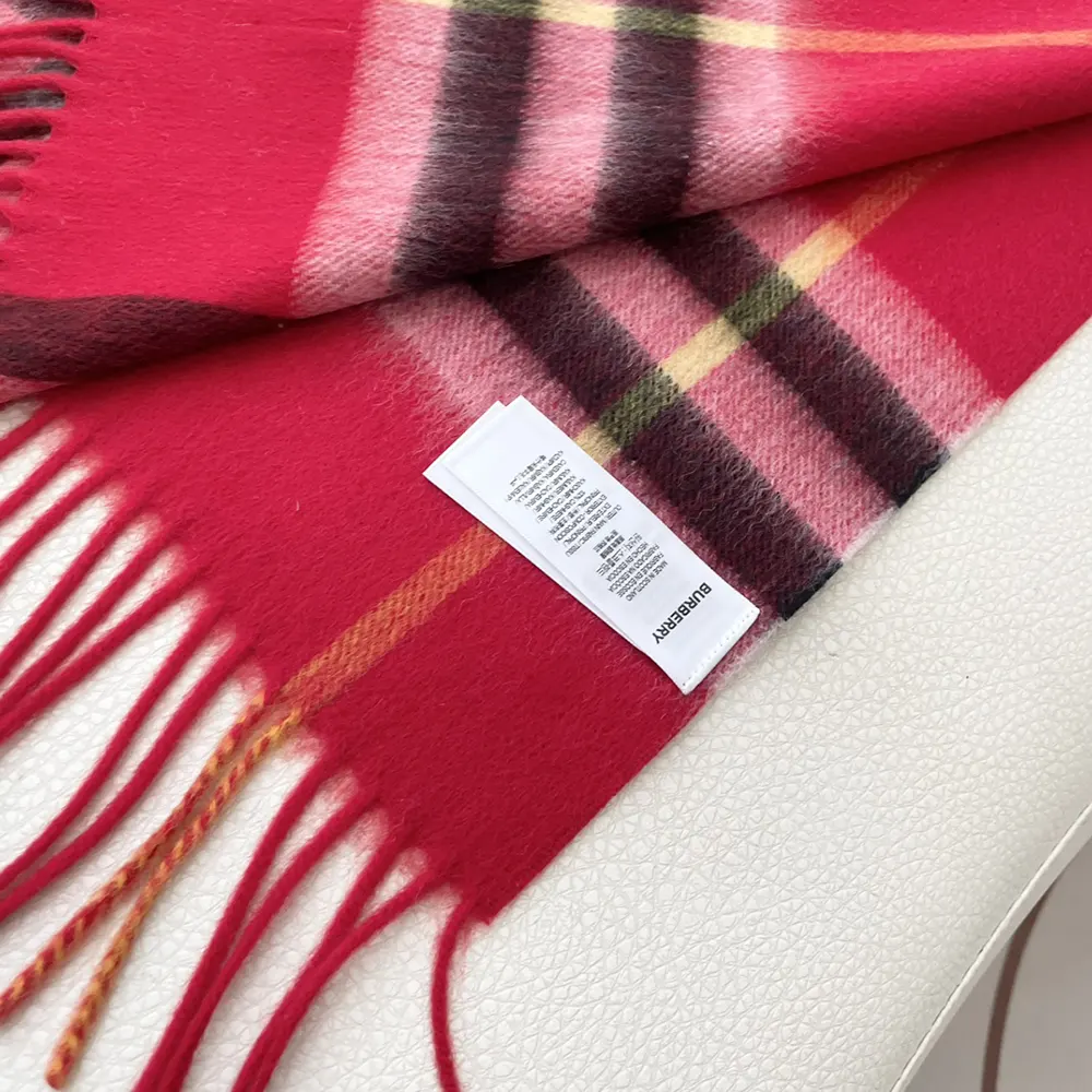 Burberry Unisex Check Cashmere Scarf-Red - image 8