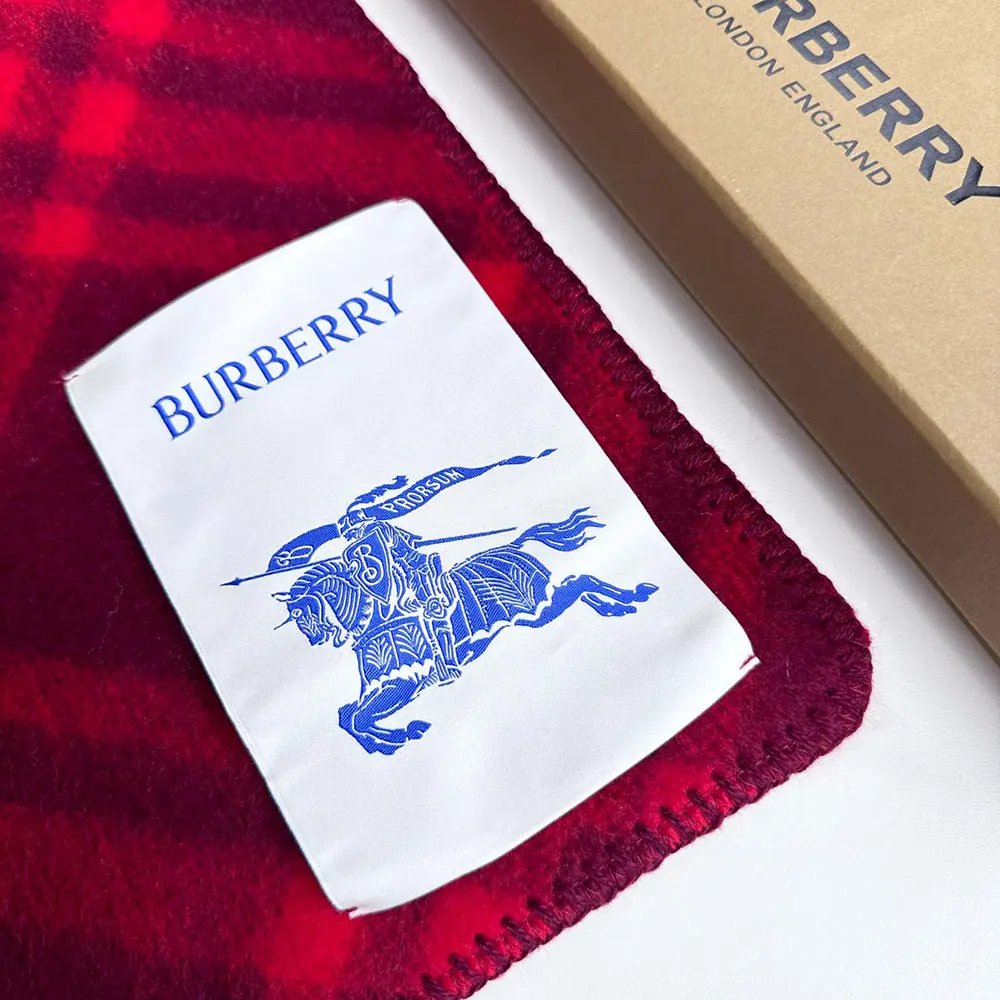 Burberry Unisex Check Wool Scarf-Red - image 5