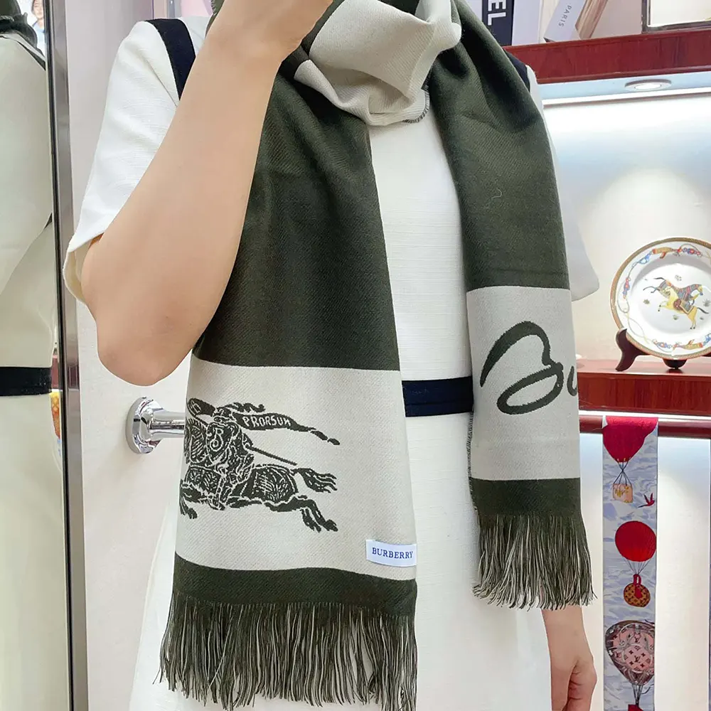 Burberry Unisex EKD Logo Wool Scarf-Dark Green - image 8
