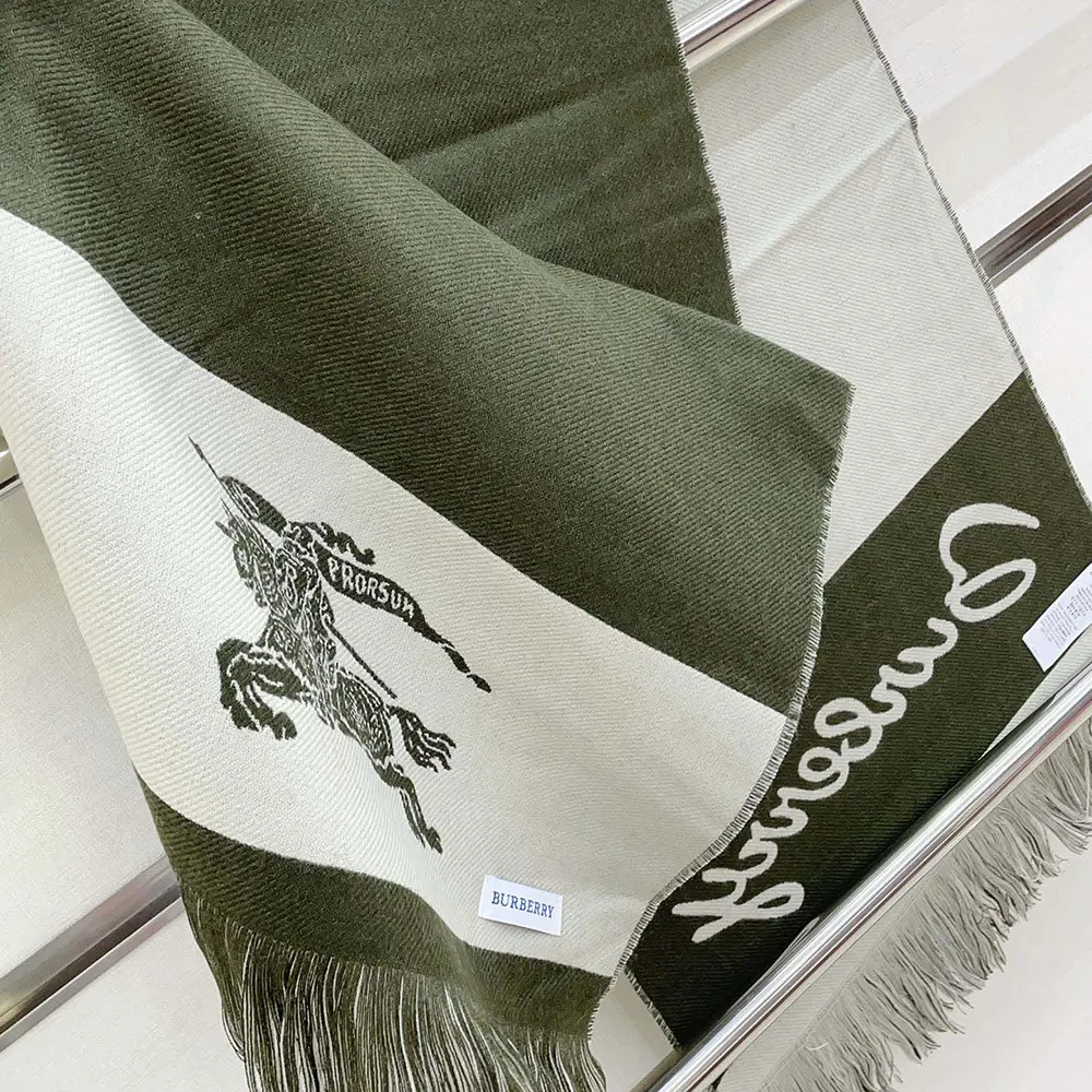 Burberry Unisex EKD Logo Wool Scarf-Dark Green - image 6