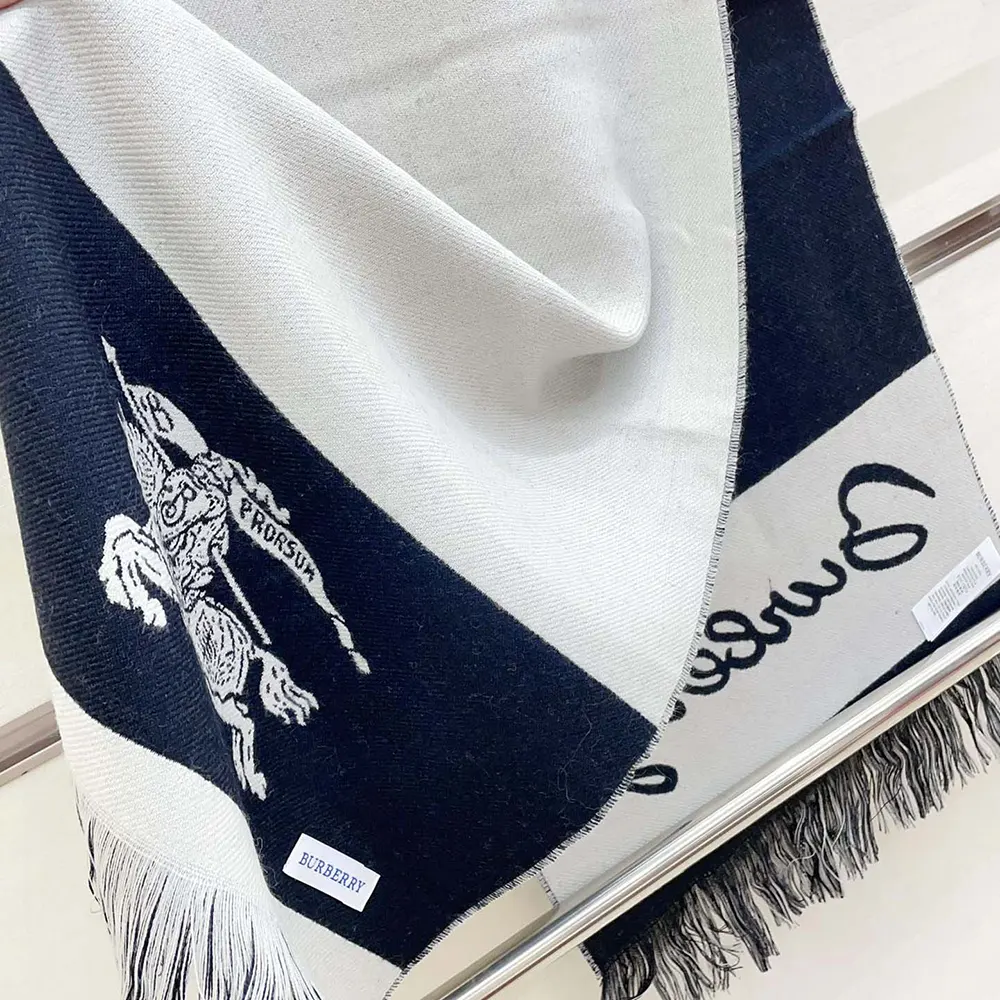 Burberry Unisex EKD Logo Wool Scarf-Grey - image 8