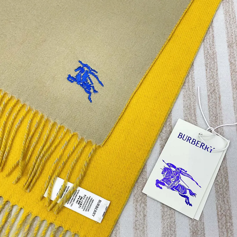 Burberry Unisex Reversible Cashmere Scarf-Yellow - image 5