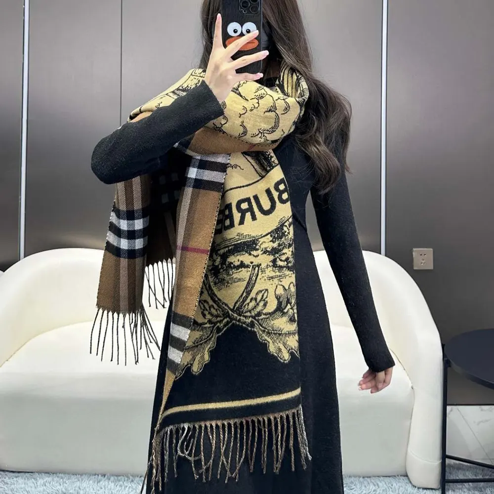 Burberry Unisex Reversible EKD Cashmere Scarf - image 8