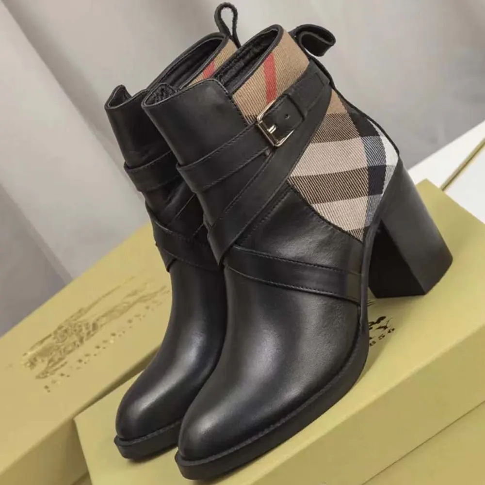 Burberry Women House Check and Leather Ankle Boots - image 5