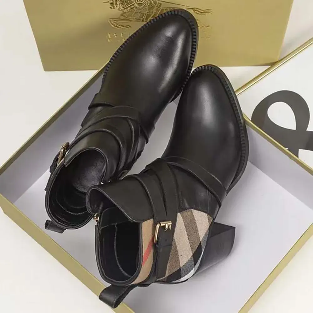 Burberry Women House Check and Leather Ankle Boots - image 7