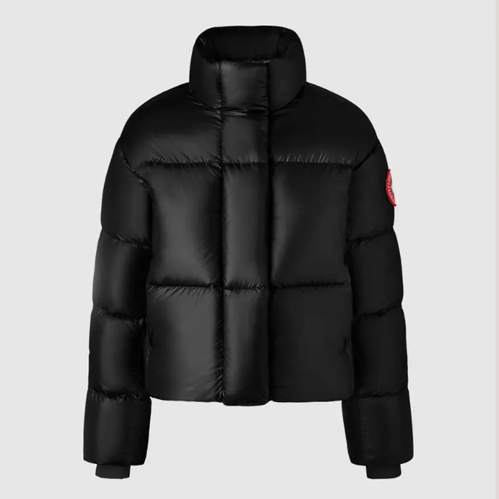 Front view of Canada Goose Women Cypress Cropped Puffer Shiny-Black