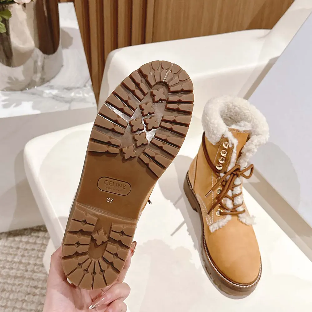 Celine Unisex Kurt Lace-up Mid Boot in Nubuck Calfskin and Shearling - image 10