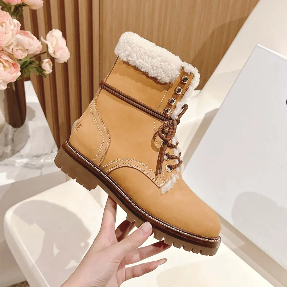 Celine Unisex Kurt Lace-up Mid Boot in Nubuck Calfskin and Shearling - image 6