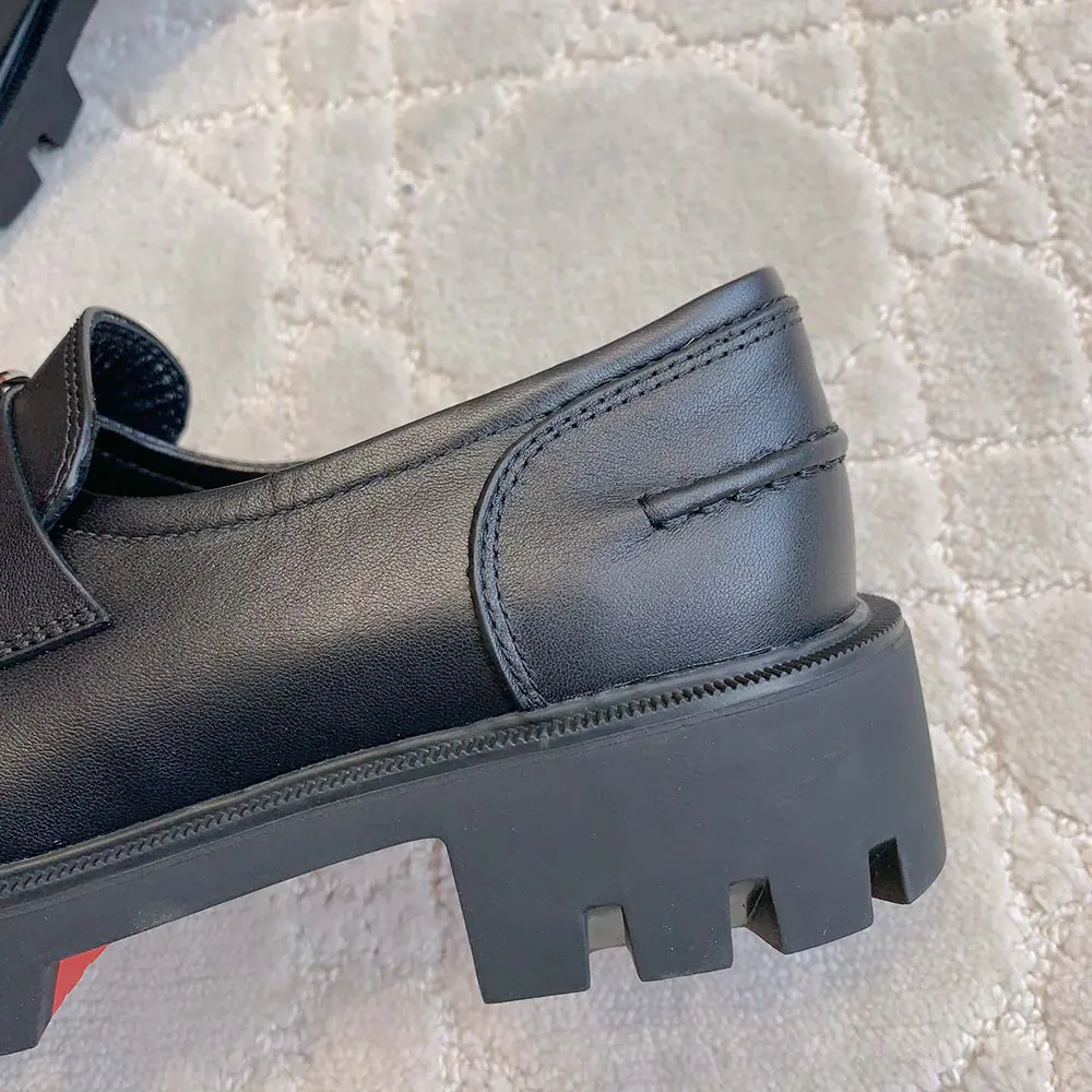 Christian Louboutin Women CL Moc Lug Loafers Calf leather-Black - image 7