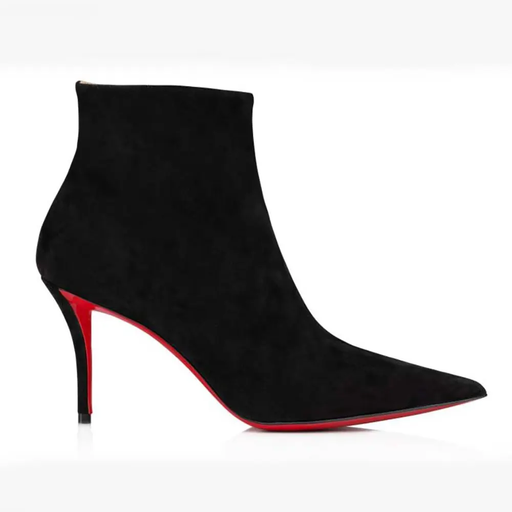 Side profile of Christian Louboutin Women So Apostropha Booty 80 mm Low Boots-Black