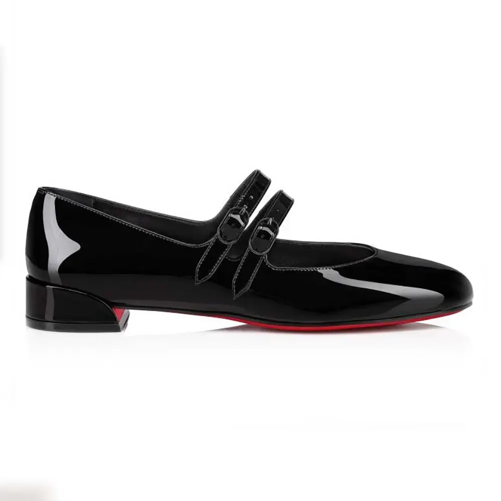 Side angle of Christian Louboutin Women Sweet Jane Ballerinas Patent Calf Leather-Black