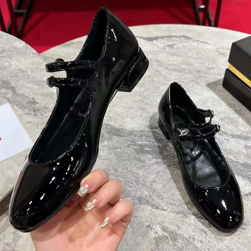 Top view showing sleek silhouette of Christian Louboutin Sweet Jane Ballerinas