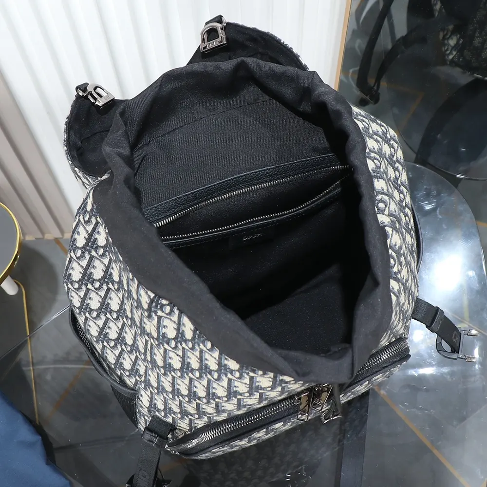 Dior Men Dior 8 Backpack with Flap Beige and Black Dior Oblique Jacquard - image 6