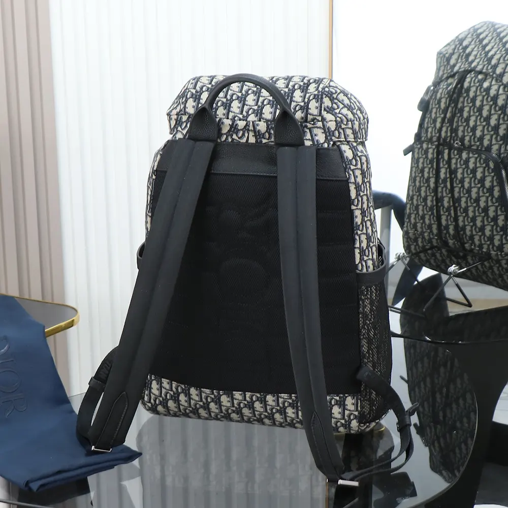Dior Men Dior 8 Backpack with Flap Beige and Black Dior Oblique Jacquard - image 4