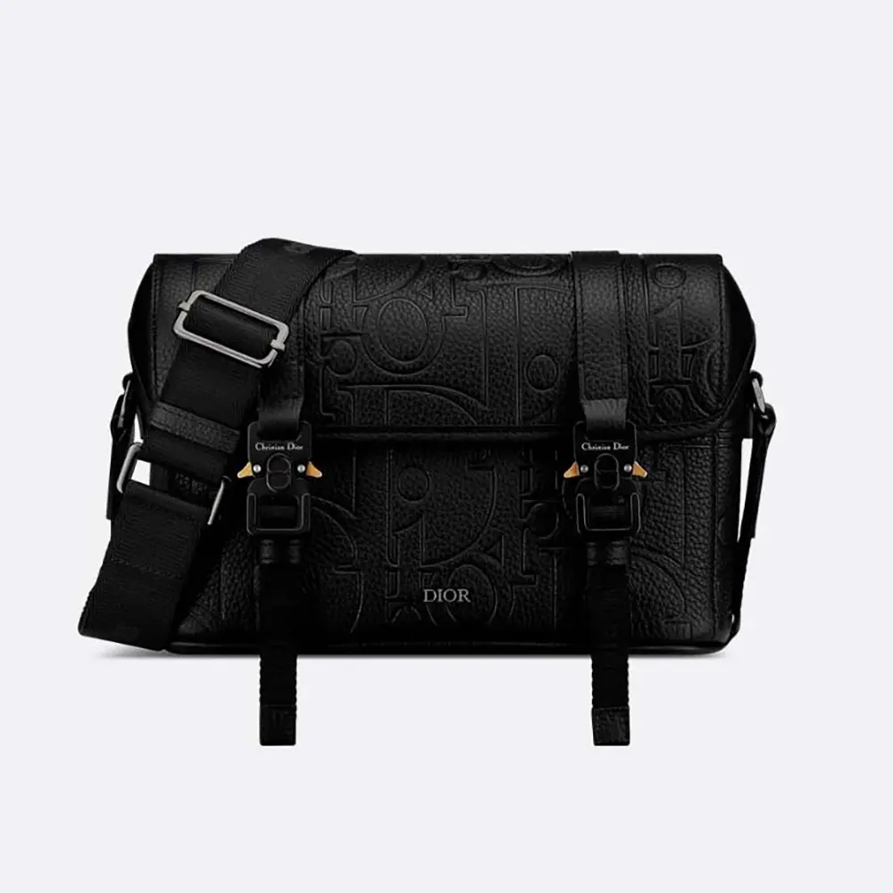 Front angle of Dior Men Hit the Road Messenger Bag with flap closed