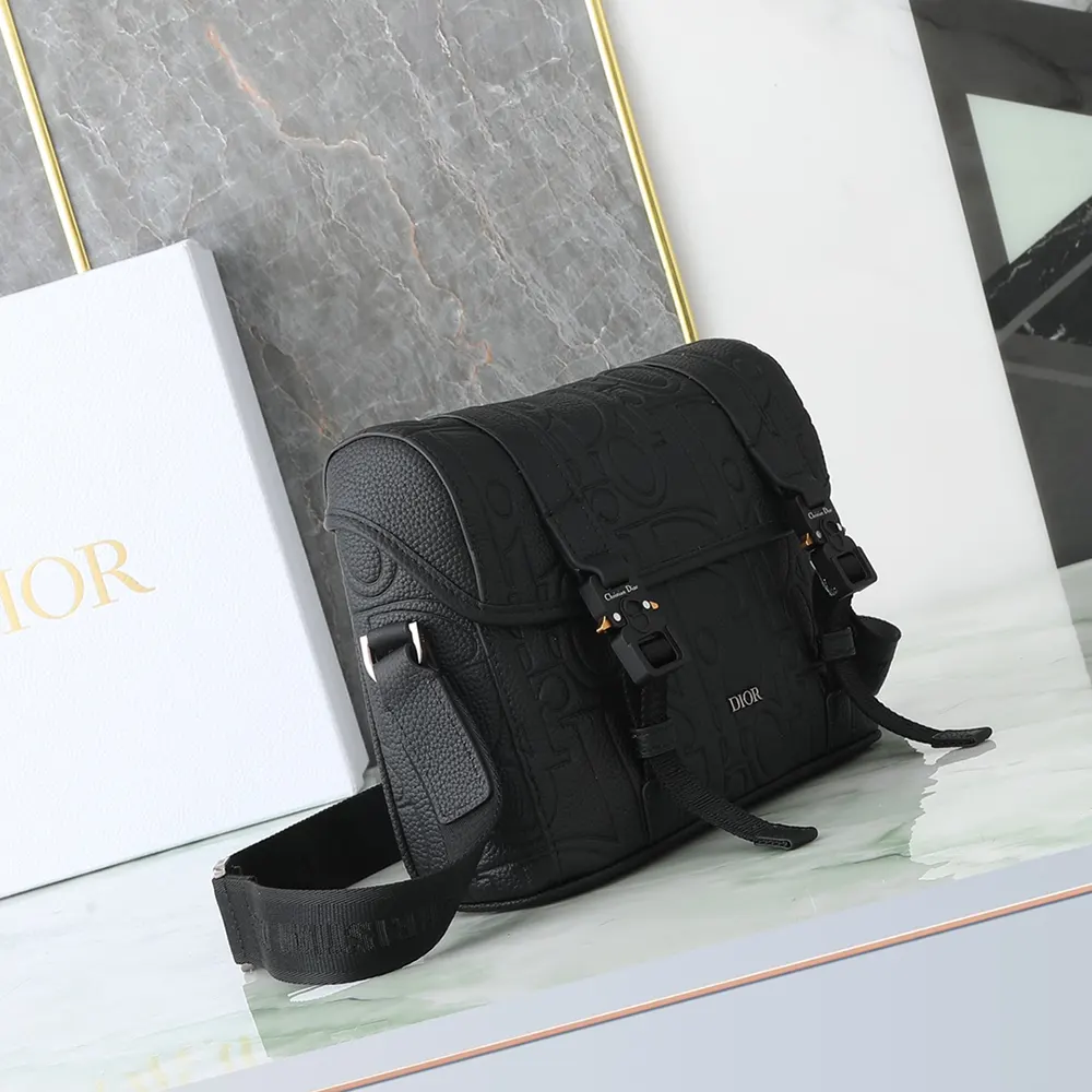 Dior Men Hit the Road Messenger Bag with Flap Black Dior Gravity Leather - image 4