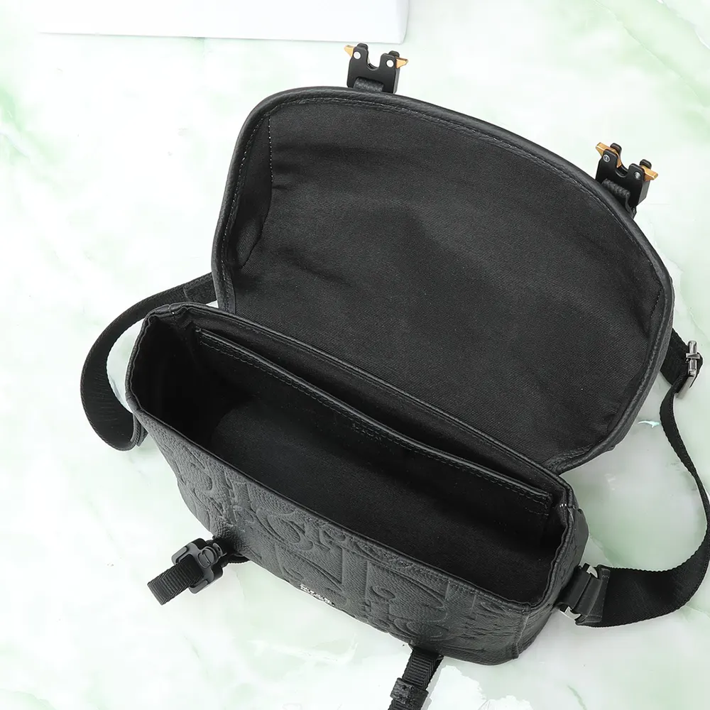 Dior Men Hit the Road Messenger Bag with Flap Black Dior Gravity Leather - image 6