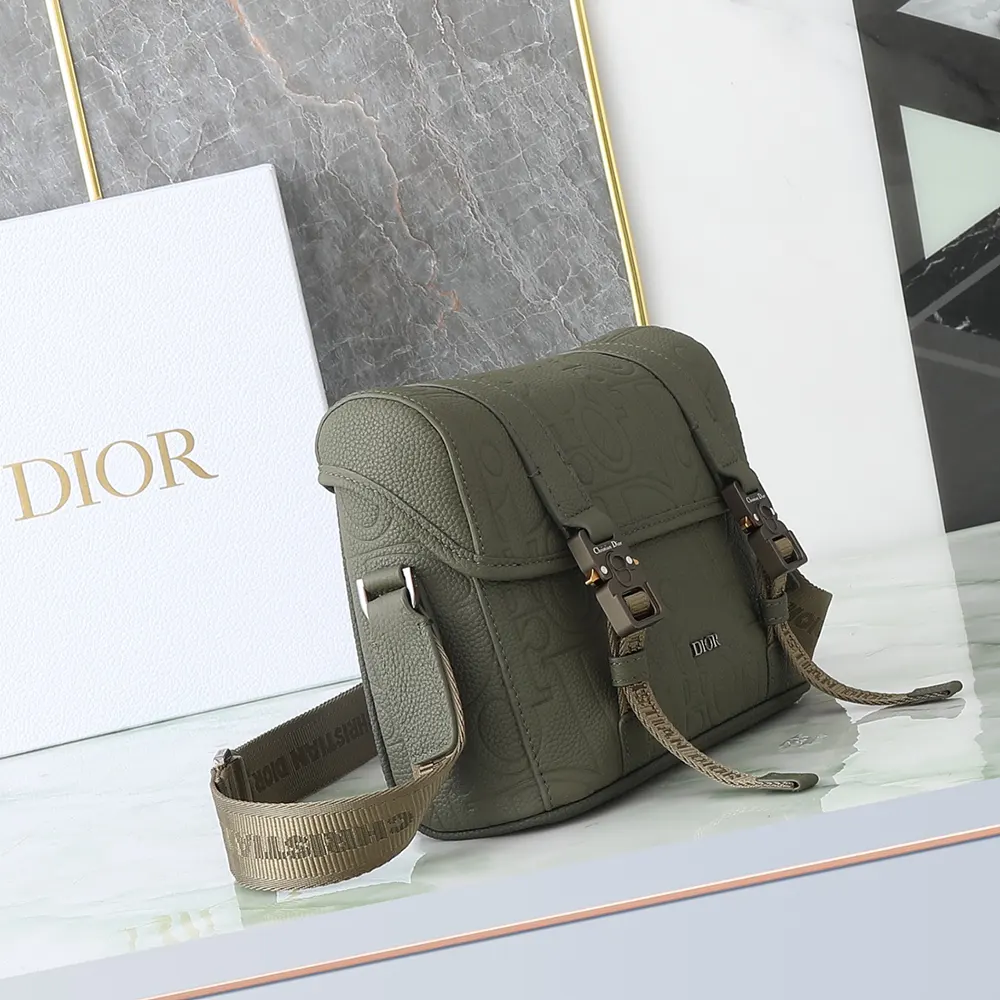 Dior Men Hit the Road Messenger Bag with Flap Khaki Dior Gravity Leather - image 4