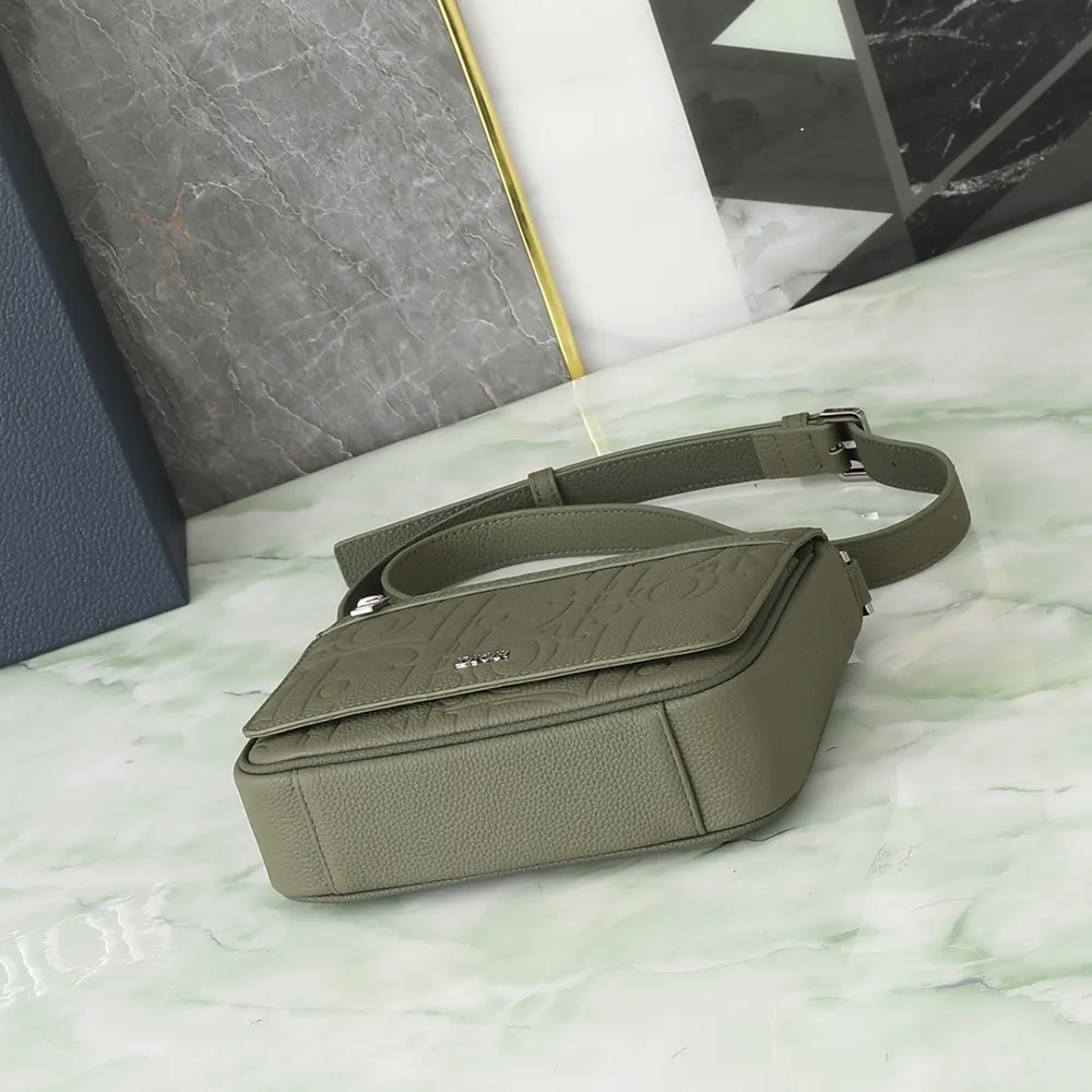 Dior Men Messenger Bag with Flap Khaki Dior Gravity Leather and Khaki Grained Calfskin - image 5