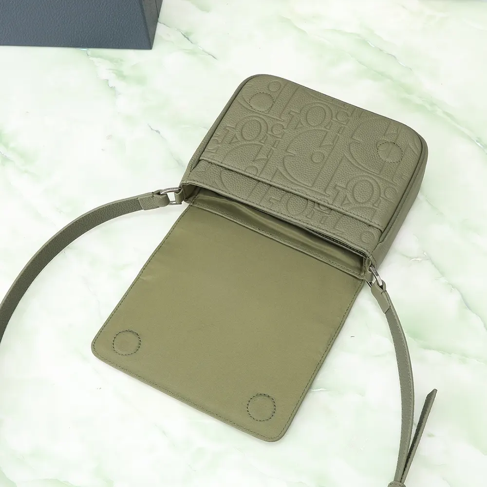 Dior Men Messenger Bag with Flap Khaki Dior Gravity Leather and Khaki Grained Calfskin - image 6