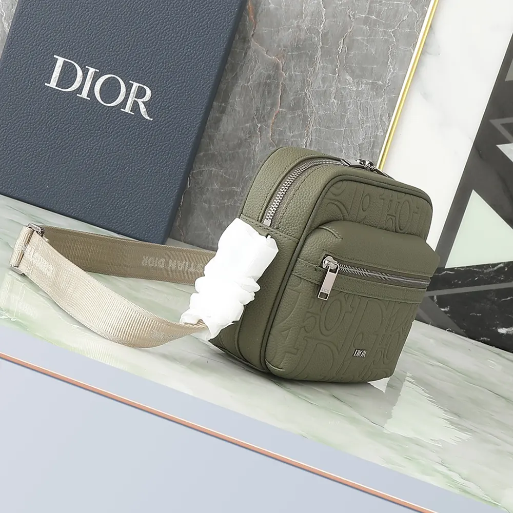 Dior Men Rider 2.0 Zipped Messenger Bag Khaki Dior Gravity Leather and Khaki Grained Calfskin - image 4